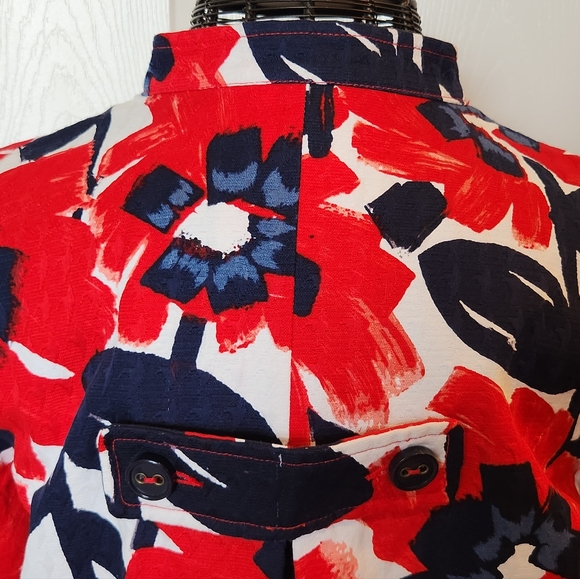 RUBY RD size 18 women's. Abstract floral red, white & blue jacket - Picture 4 of 8